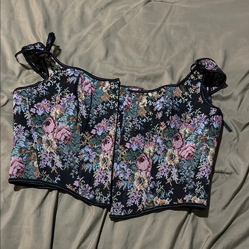 Floral Black Renaissance Corset